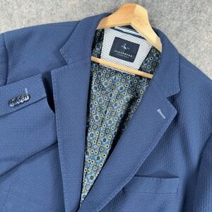 Tailorbyrd Blazer Mens 46R Blue Stretch Sport Coat Textured Two Button Jacket